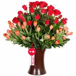 Arreglo Kero Rosas y Tulipanes Naranjas