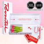 Caja 6 Tulipanes Rojos y Chocolates Bom 5 Unid.